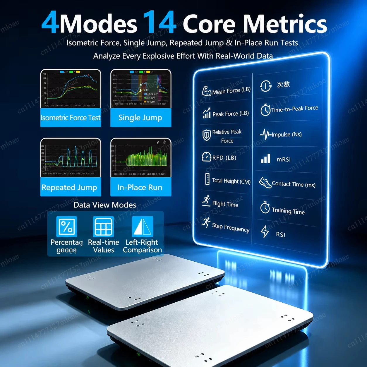 Vertical Jump Force Plate,1D Force Platform,CMJ Rehabilitation Assessment, Portable Large Surface, Peak Force Combo One
