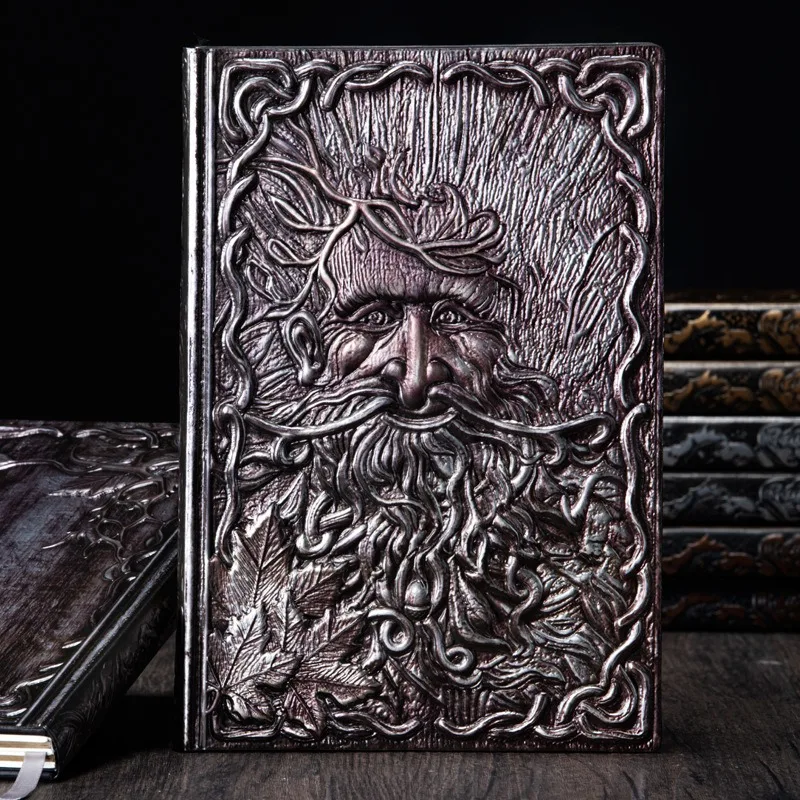 A5 3D Embossed Tree Figure Notebook Retro Hand Account Journal Exquisite Diary Notepad Office School Supplies Gift