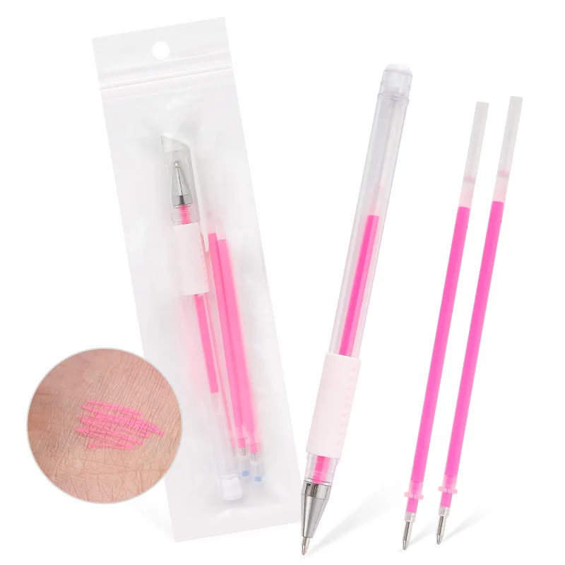 1Set Microblading Permanent Makeup Mapping Skin Marker Pen Lips Eyebrows Tattoo Positioning Marking Tool With 2Pcs Pen Core