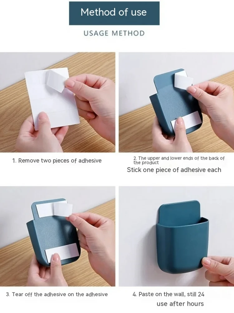 Boîte de rangement murale 2 pièces, support de prise de téléphone portable, support de télécommande, étui organisateur de rangement pour climatiseur TV