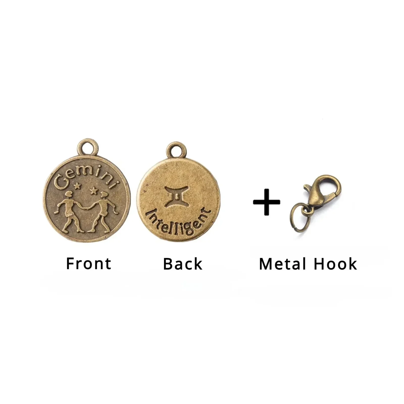 5PCS Creative 12 Constellation Travel Charms Pendant for Notebook Journals, Retro Brass Ornaments for Planner Diary Accessory
