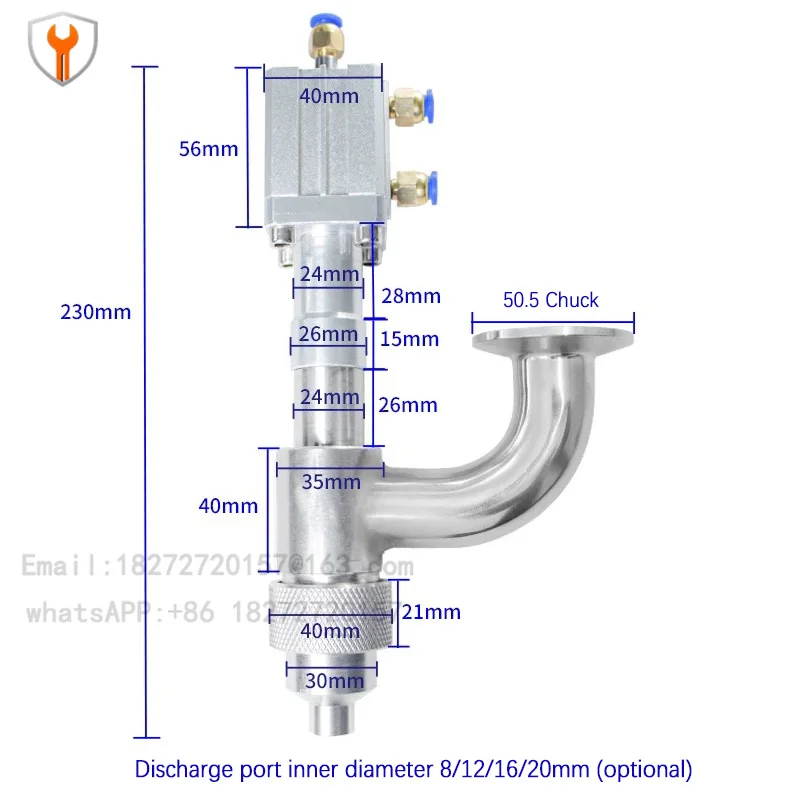 304 Stainless Steel Anti Drip Filling Head Blow Type Anti Drawing Paste Filling Valve Discharge Port