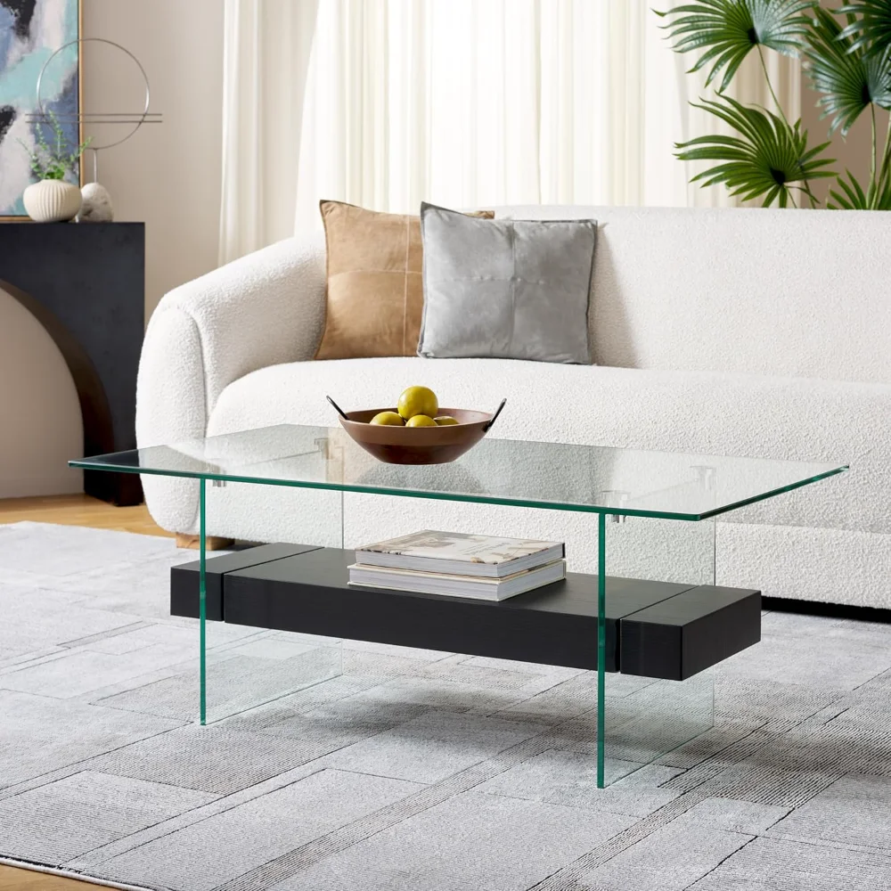 Home Collection Kayley Glass/Black Stripe Coffee Table