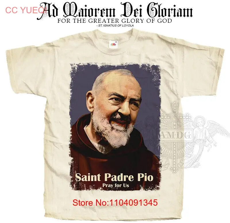 Catholic T-shirt PADRE PIO of Pietrelcina ver.1 Natural Vintage Sizes S - 5XL