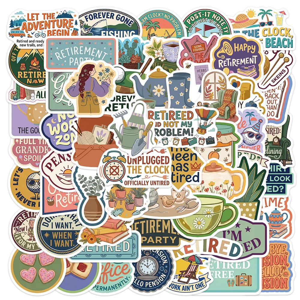 58 Pcs Leisure Diary Stickers Waterproof Vinyl Decals for Journal Water Cup Laptop Pencil Case Tablet Gift