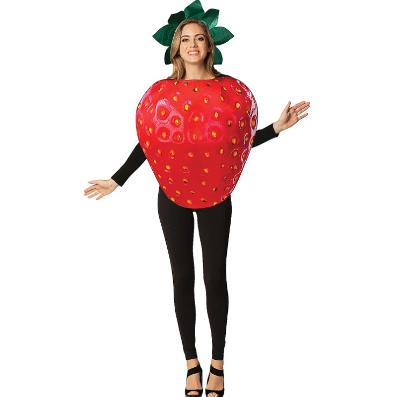 

Adult Funny Fruit Halloween Fancy Dress Up Womens Get Real Strawberry Costume