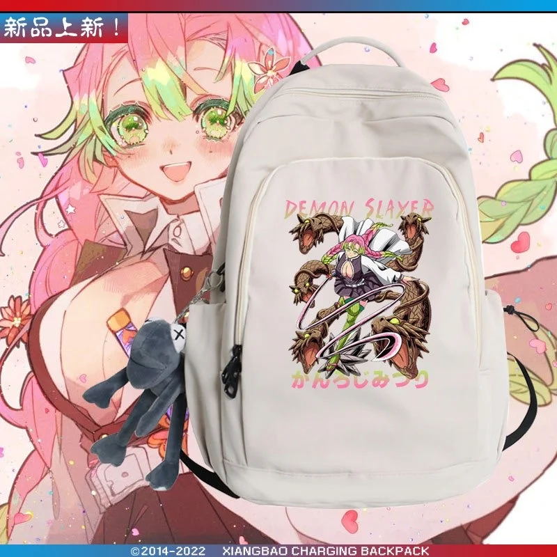 Anime Demon Slayer Kanroji Mitsuri Hashibira Inosuke Backpack Schoolbag Teenarges Carton Laptop Bag Outdoor Bags Travel Rucksack