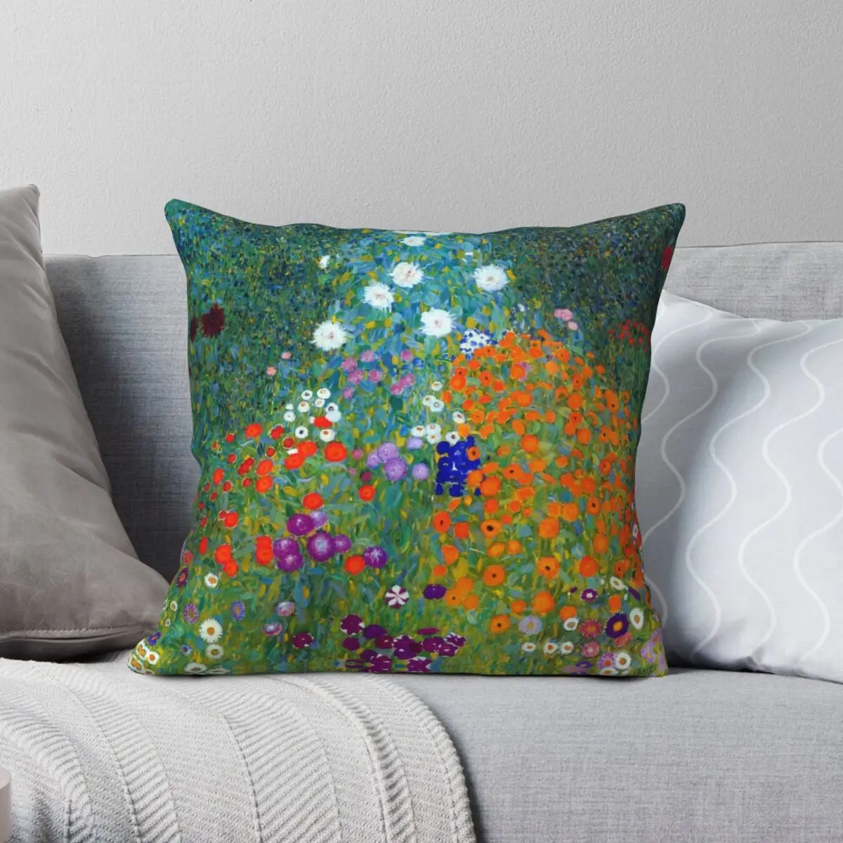 

Gustav Klimt Flower Garden Square Pillowcase Polyester Linen Velvet Printed Zip Decor Pillow Case Car Cushion Cover