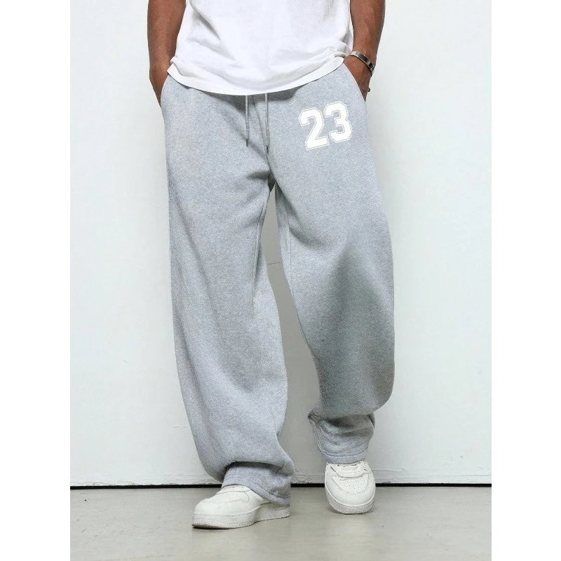 

Мужские повседневные спортивные спортивные штаны с цифровым узором и шнурком на талии, осенне-зимние новые длинные спортивные штаны, уличная одежда