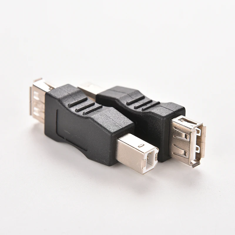 Preto USB tipo A fêmea para USB tipo B macho, USB plug impressora adaptador conversor, 1pc