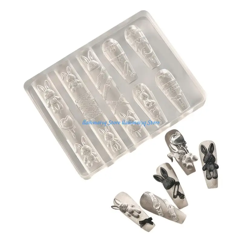 573B Detailed Rabbits Pattern Art Mould Soft Silicone For Beginners