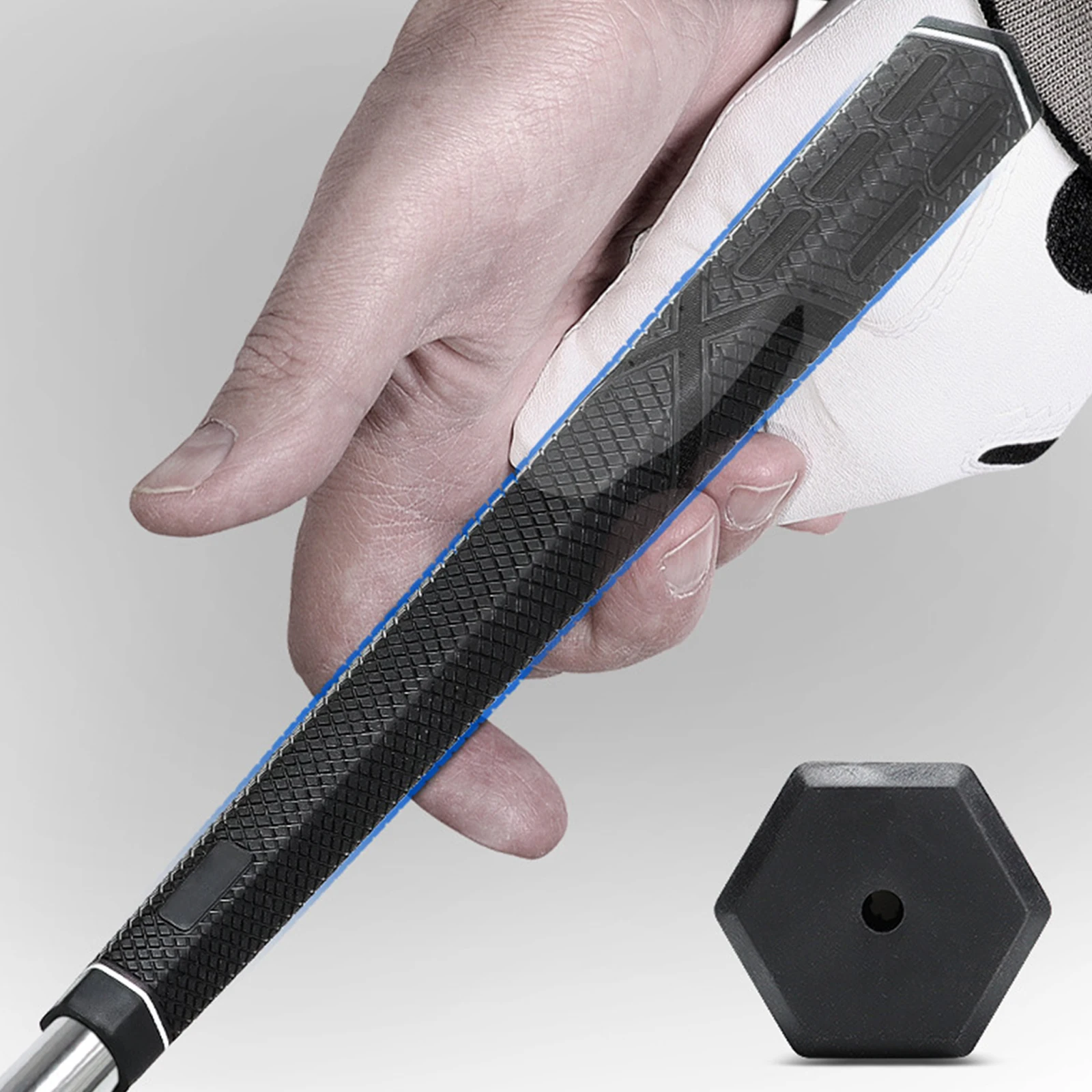 

2Pc Hexagonal Anti-Slip Textured Rubber Golf Club Grip Putting Aid Tool Replacement Accessories