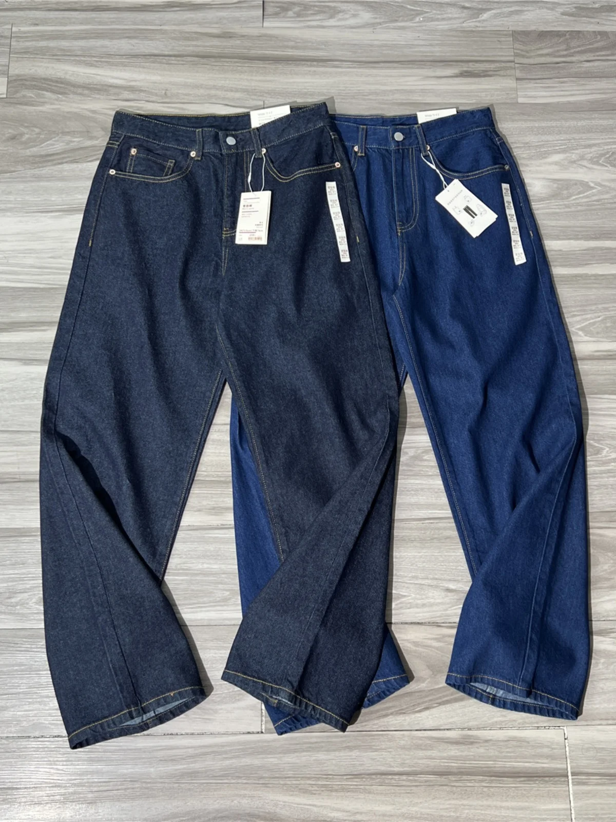 מכנסי ג'ינס קלאסיים לגברים עם רגליים ישרות מכנסי כותנה ג'ינס בגזרה רופפת ארבע עונות בסגנון רטרו בסגנון יפני מכנסיים ארוכים