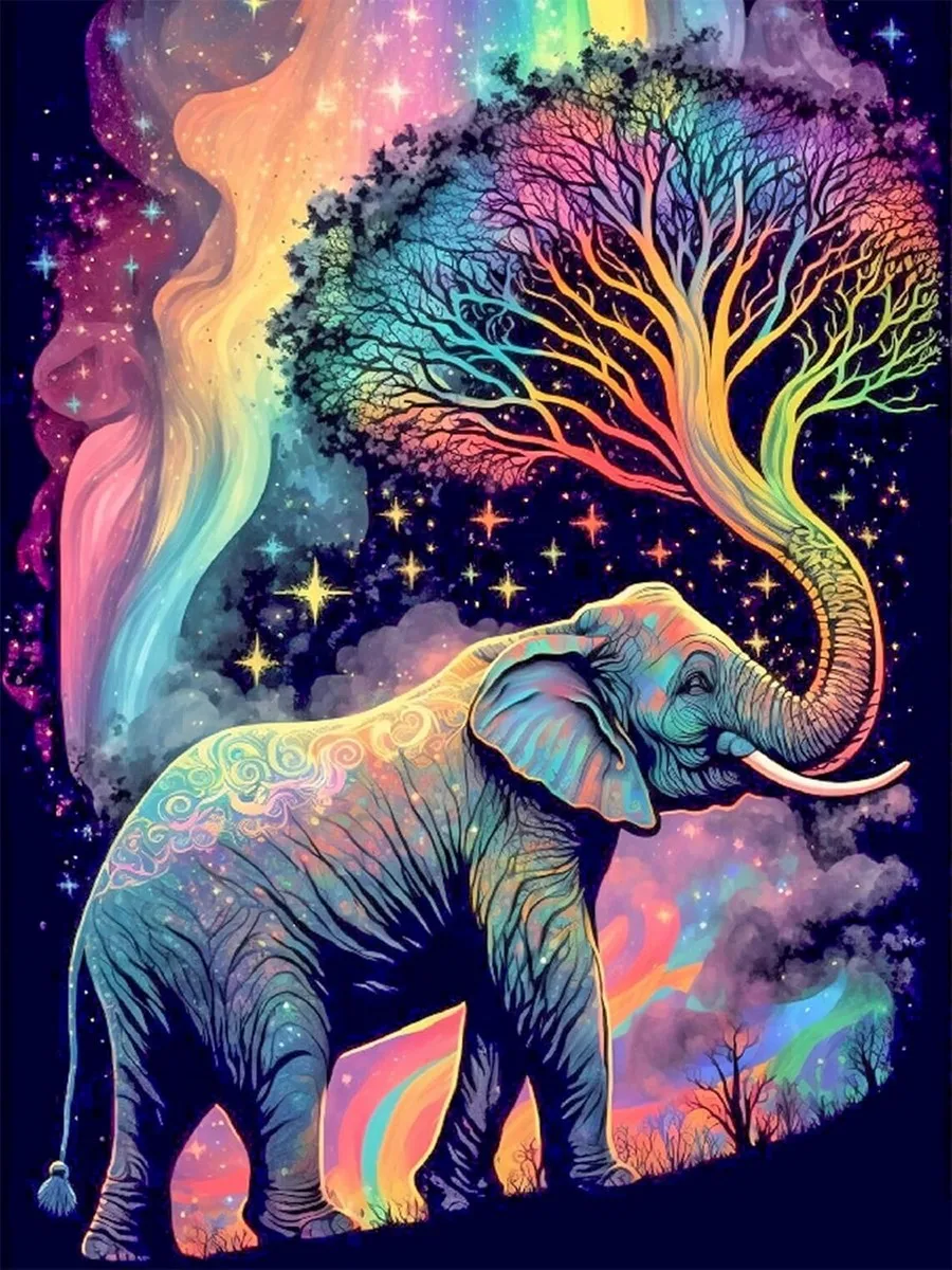 

JMINE Div 5D слон дерево звездное облако полная алмазная живопись наборы для вышивки крестом искусство животные темы 3D краска алмазами
