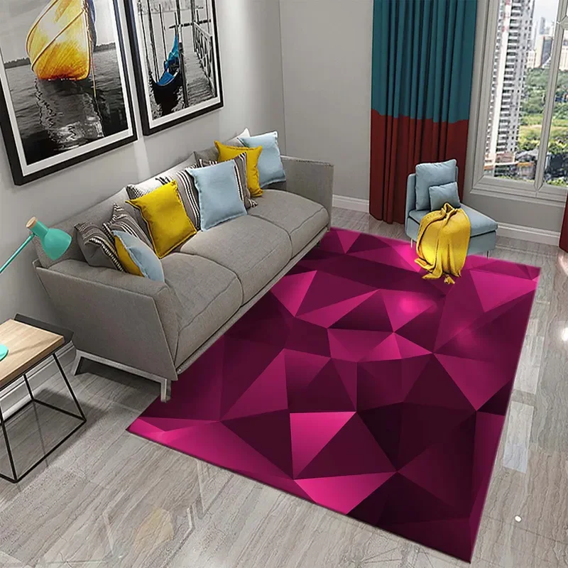 Red 3D Abstract Carpet Modern Geometric Rug for Women Adults Spatial Geometry Art Rugs Bedroom Living Room Area Decor Floor M#0@