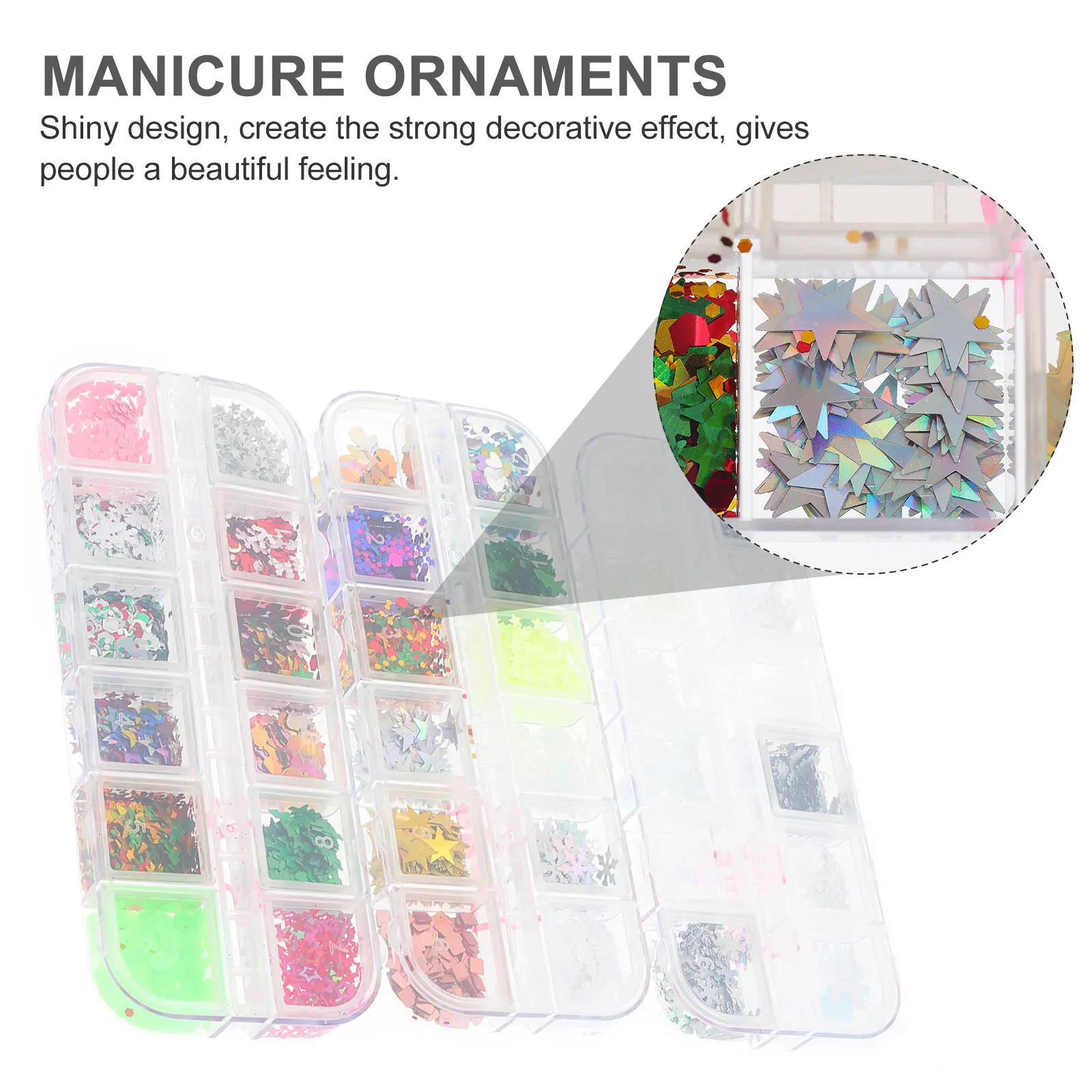 3 Boxen DIY Nail Art Pailletten glänzende Maniküre Dekore Muster für kreatives Nageldesign zu Hause Salon professionelle Dekoration