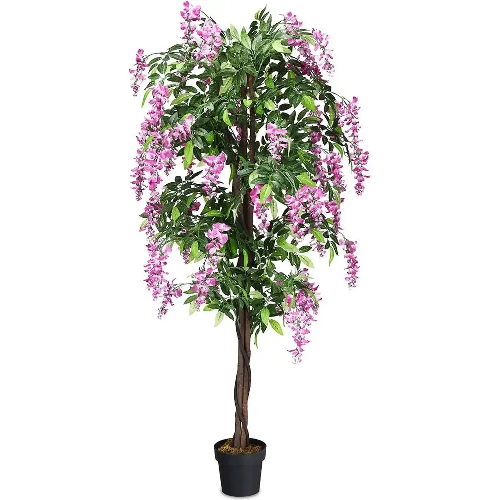 

Искусственное дерево глицинии высотой 6 футов с нижним стволом, зеленые растения в горшках для дома и улицы, красивое декоративное дерево с натуральным видом