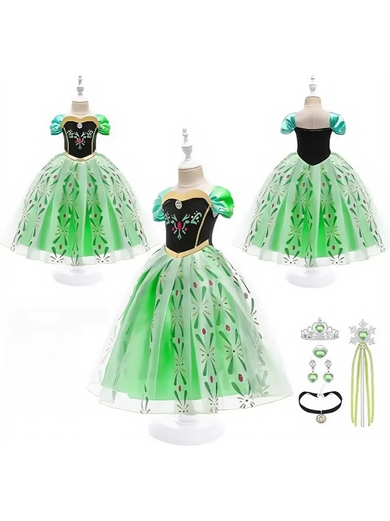 2025Halloween Robe de danse de Princess Cosplay pour filles vertes