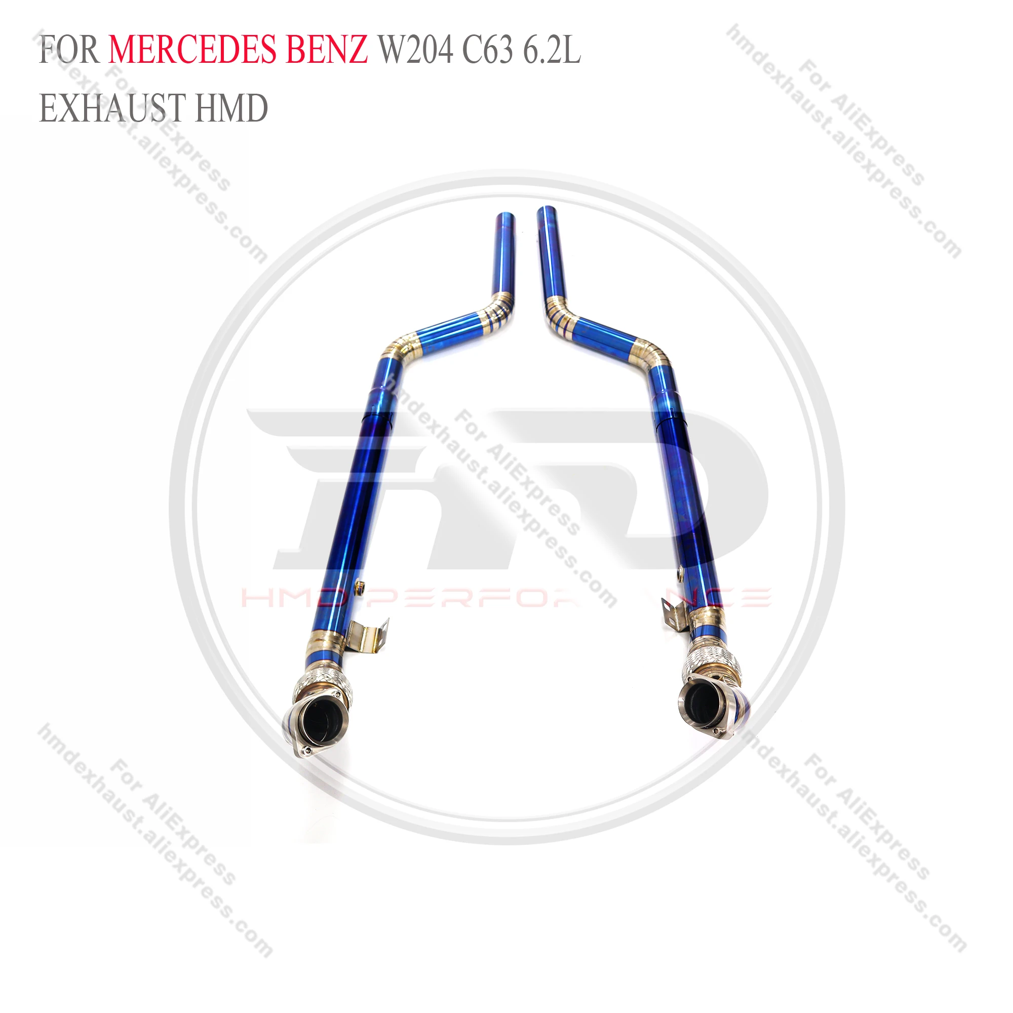 HMD Titanium alloy High Flow Performance Downpipe for Mercedes Benz W204 C63 6.2L Without catalysis