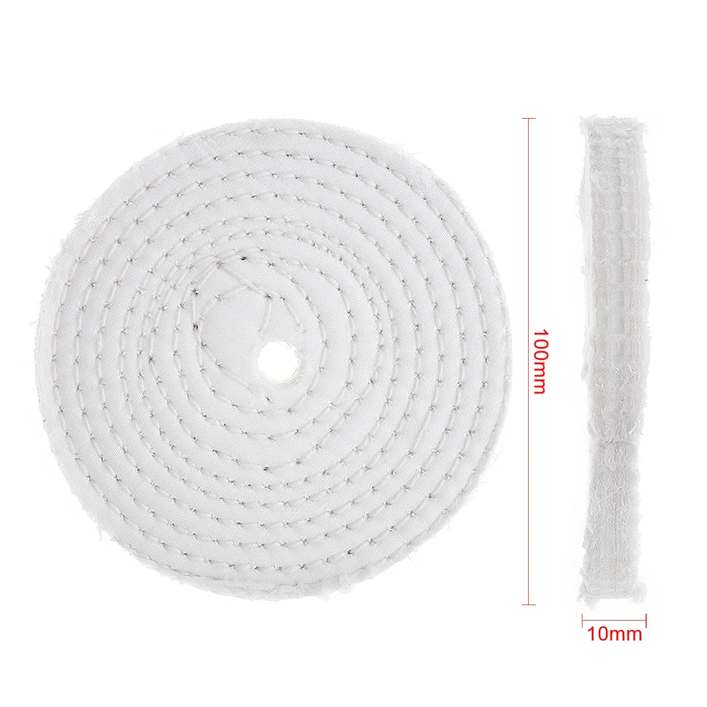 4 Inch 6 Inch 8 Inch T-shaped White Cotton Cloth Polishing Wheel Buffer Cotton Pad with 10mm Hole for Metal Car Polishings