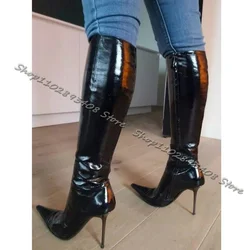 Black Stiletto Women Boots Pointed Toe Side Zipper High Heels Shoes Spring Women Fashion Party Boots 2023 Zapatos Para Mujere