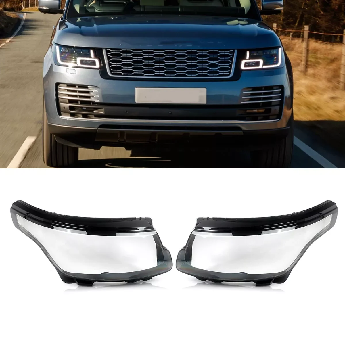 Paar Scheinwerfer-Objektivabdeckungen für Land Rover Range Rover Vogue SV SE HSE 2018–2022, Scheinwerfer-Lampenschirm, transparenter Frontlichtschirm