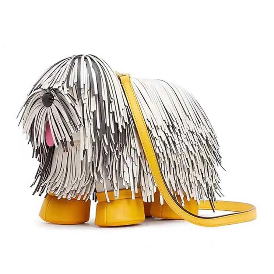 Fashion Brand Designer Designs Crossbody Bag, Novel Cute Handbag, Realistic Puppy Shaped Tassel Women's Shoulder Bag