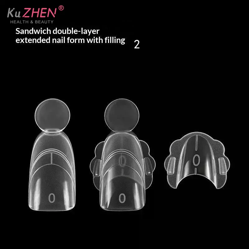 280Pcs Builder Gel Coffin Almond Top/Bottom Nail Forms Manicure Sandwich Nail Dual Forms Nail Extension Inner French Line Molds