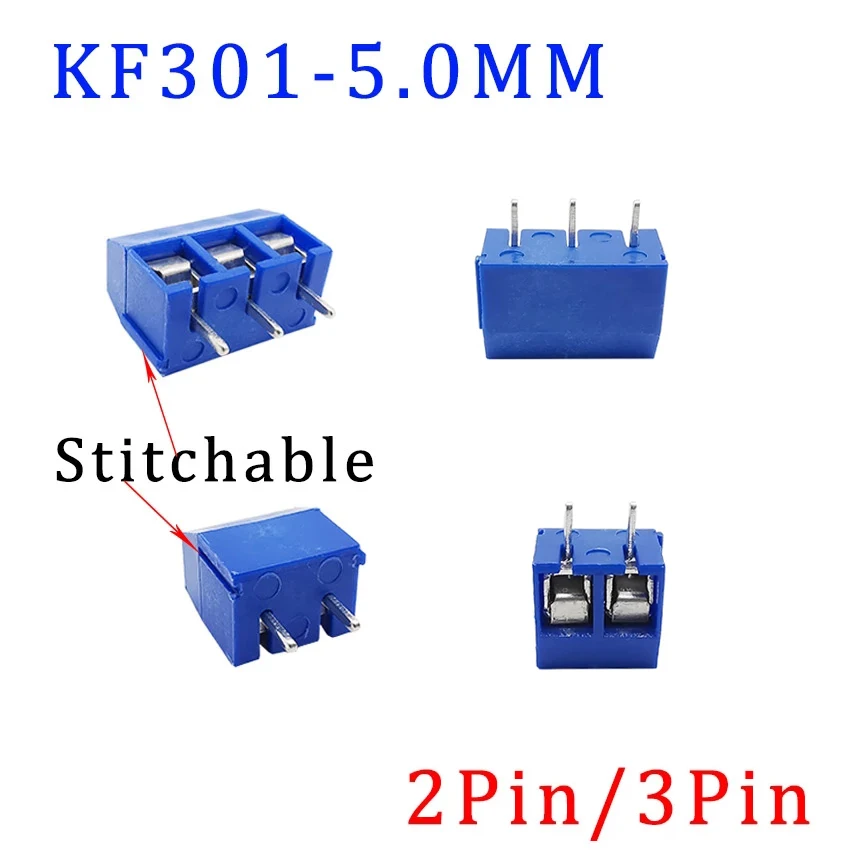 10Pcs KF-127/KF-128/KF129/KF301/KF-350 2Pin 3Pin Pitch 2.54/3.5/5.0/5.08mm Straight Pin PCB Terminal Block Wire Connector