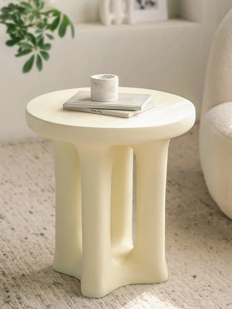 Creative Cream Yellow Round Small Coffee Table Living Room Art Coffee Table Indoor Furniture Bedroom Bedside Tables