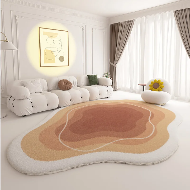 Tapis de style crème moderne pour salon, tapis en peluche irrégulier lea Light, décor de chambre à coucher de luxe, moelleux, doux, épais, polymères de chevet