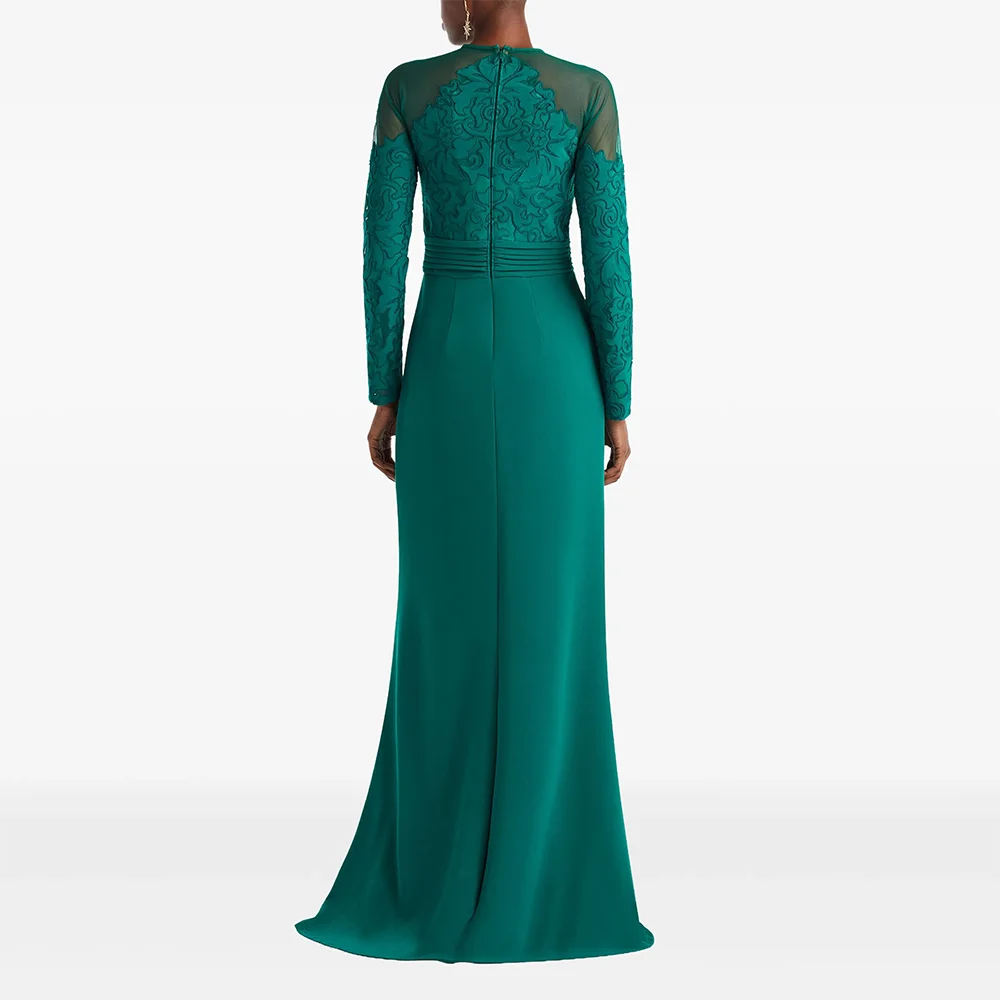 Abiti da sera semplici O-Collo maniche lunghe Abiti da sera a sirena Abiti da ballo eleganti formali lunghi fino al pavimento personalizzati 2025