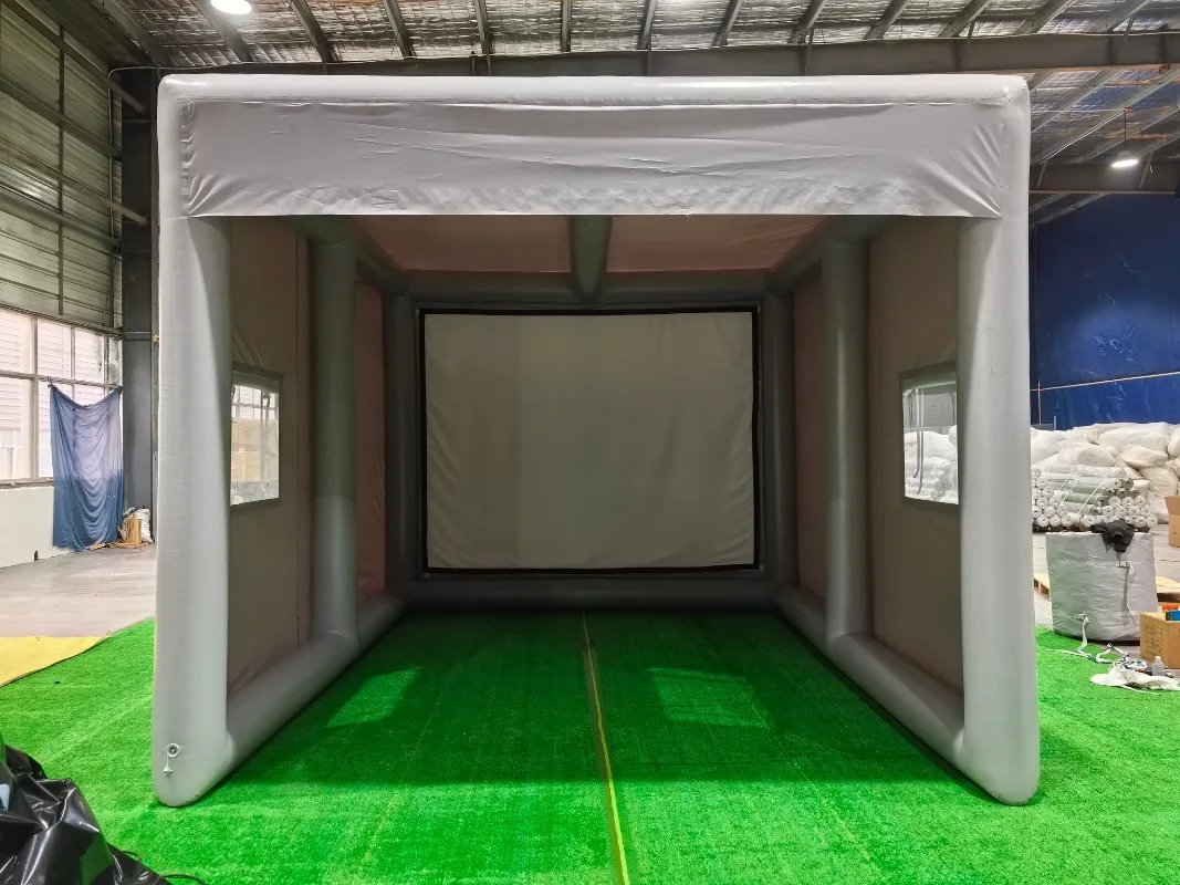 Inflatable golf emulator tent with curtains for swing practice, golf training cage shooting tent, portable for outdoor sports