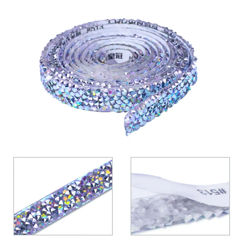 

1CM Width 1Yard Self Adhesive Crystal Rhinestone Sticker Diamond Ribbon DIY Sticker Rhinestones Arts Crafts Car Phone Decoration