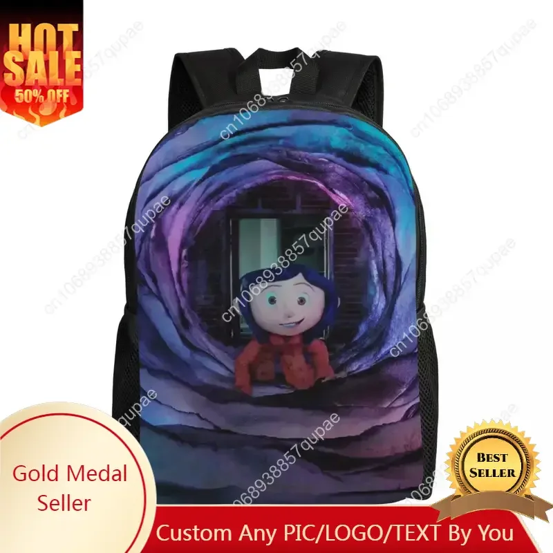 

Custom Coraline Other World Horror Film Travel Backpack Men Women School Computer Bookbag College Student Daypack Bags