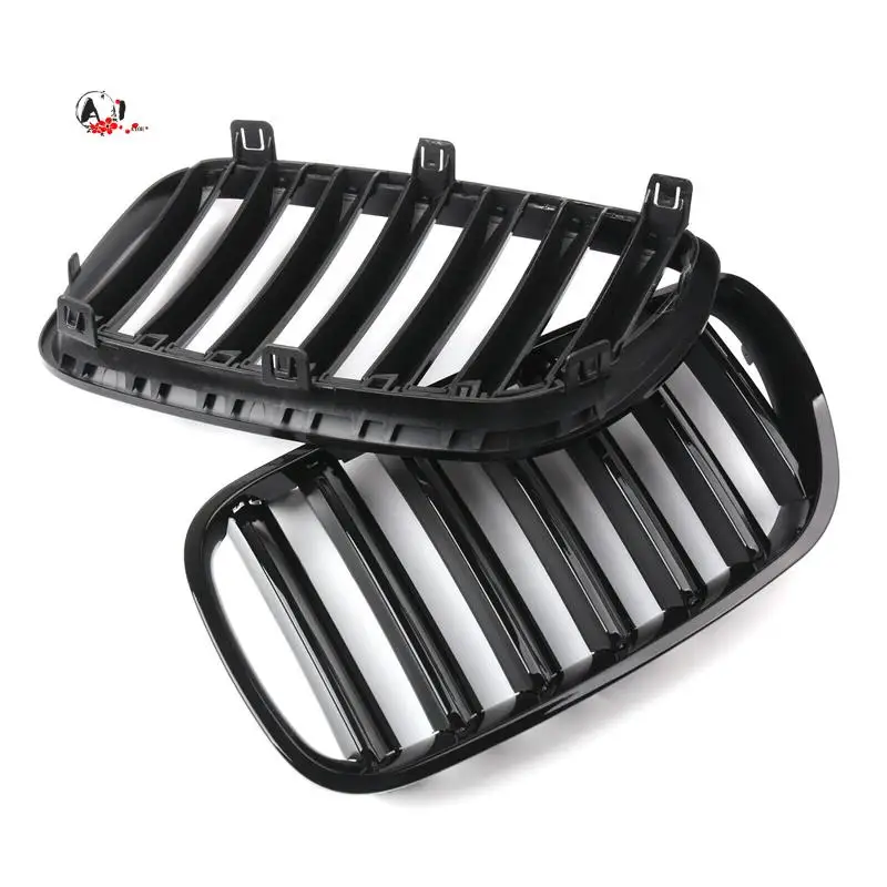 

A10E-1Pair Shiny Black Front Grille Bumper Kidney Grille For BMW E83 X3 LCI Facelift 2007-2010
