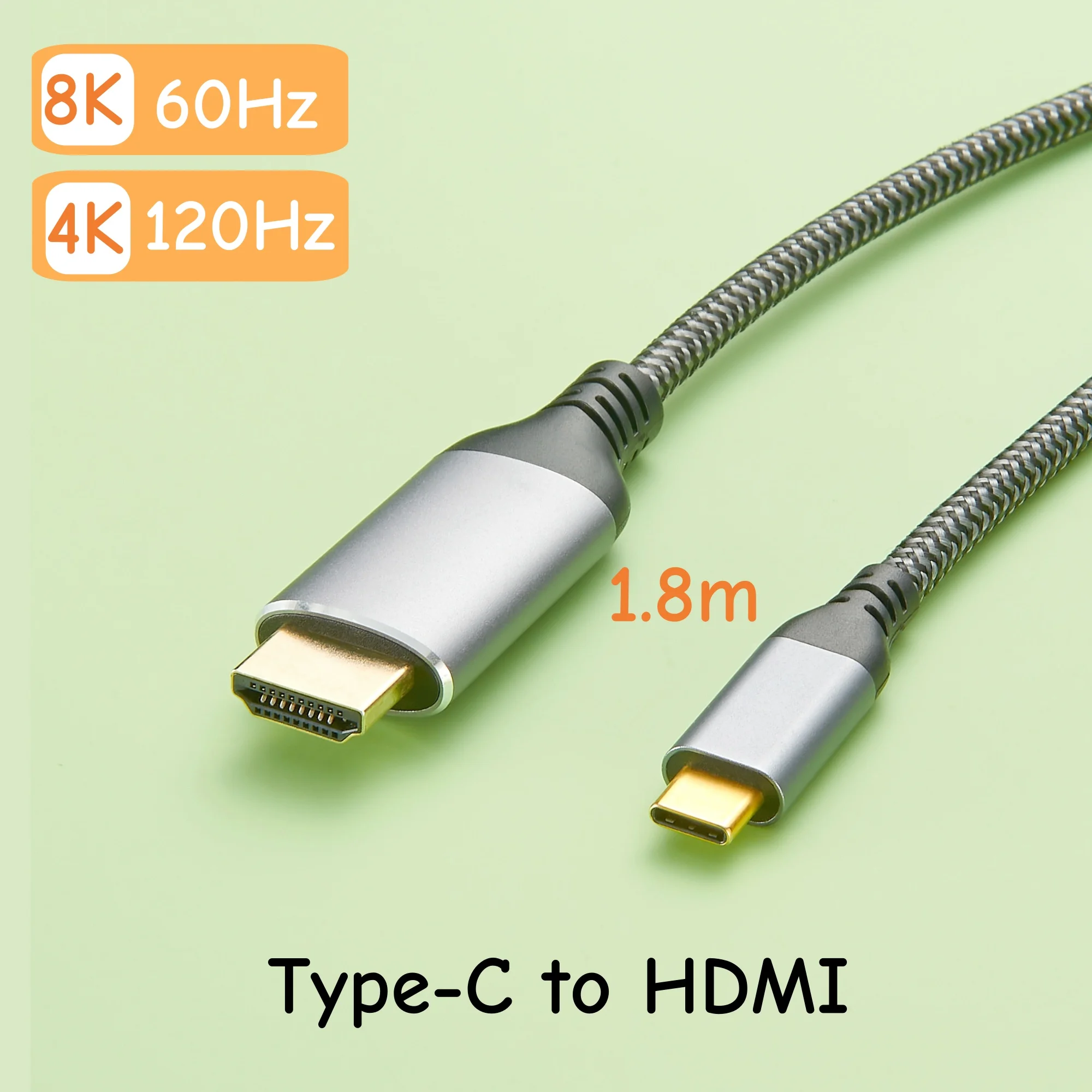 8K60Hz 4K120Hz USB C to HDMI 2.1 Cable Compatible Thunderbolt 3 4 USB Type-C HDTV Adapter Cable