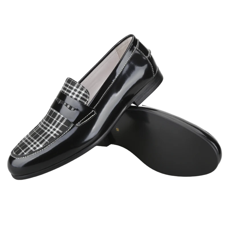 Piergitar Premium Italian Printed Check Leather Men's Penny Loafers Can Be Worn For Casual And Formal Handmade Slip-On Shoes
