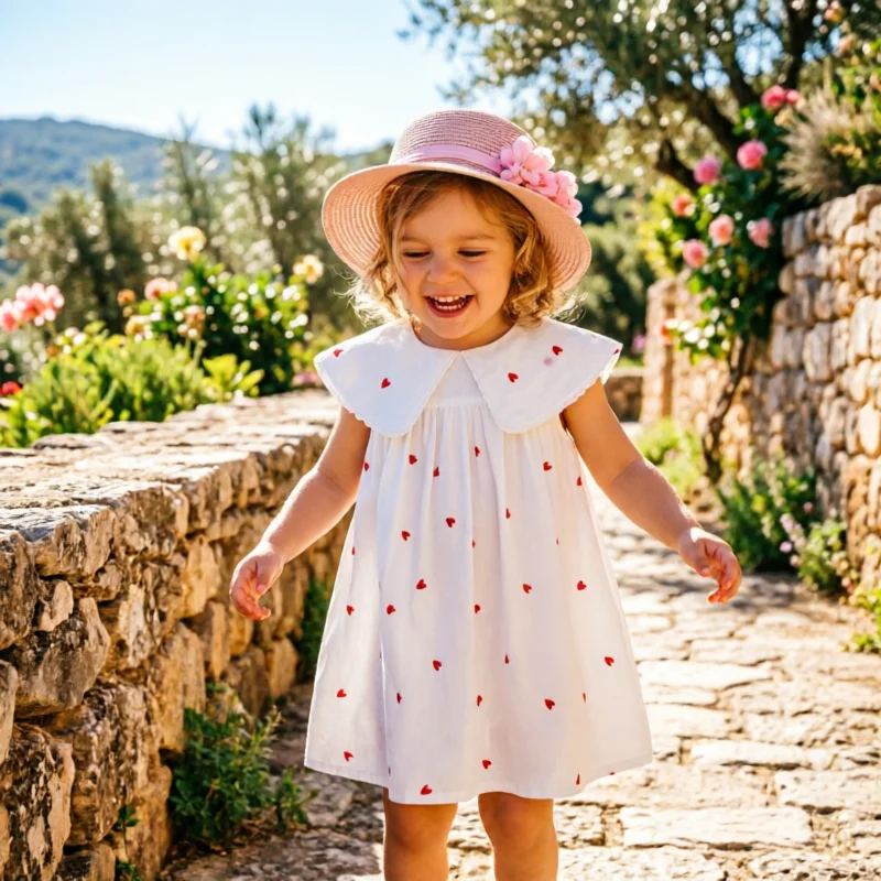 Girls Dress 2026 Summer Heart Print Cute Kids Dress for Baby Girls Toddler Girls Casual Daily Wear Party Holiday