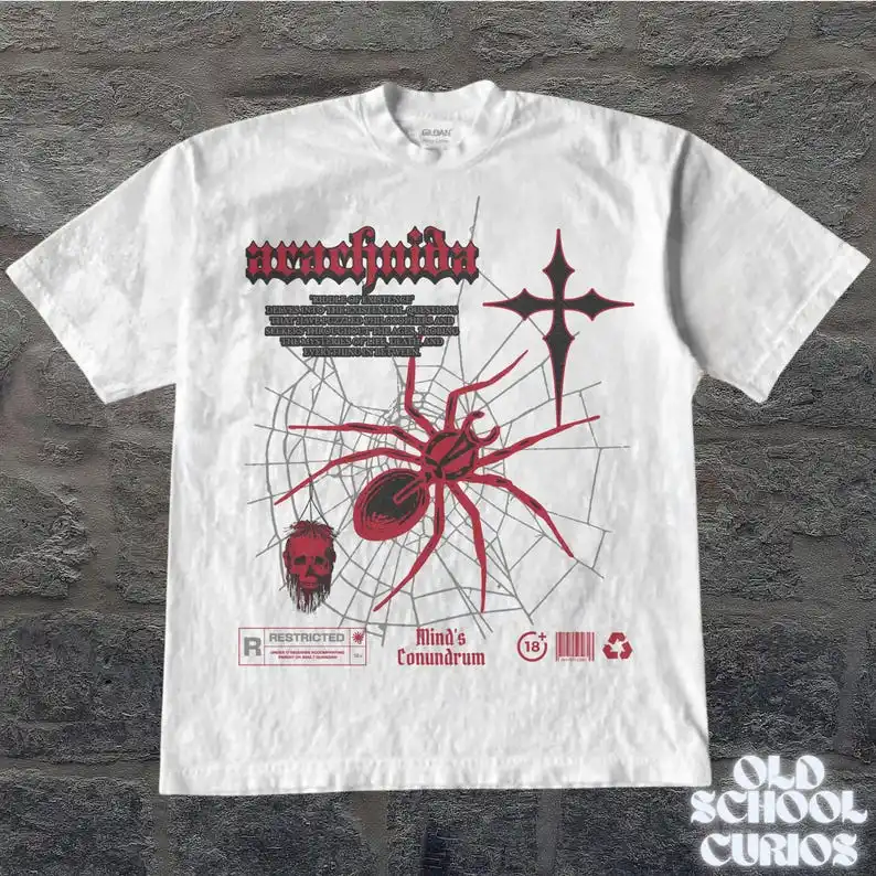 Vintage Spider Graphic Shirt, Pump Cover Spider Retro Training Halloween Spider Shirt