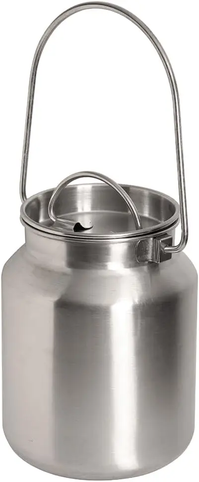 1 Gallon Seamless Stainless Steel Milk Can Jug Pail, Leakproof Liquid Storage Container with Long Swivel Handle and Tight-Fitting Lid