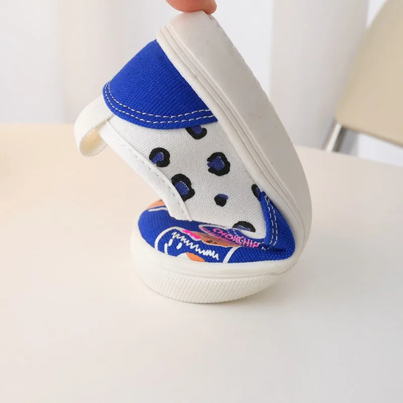 Autumn Children Canvas Shoes Boys Leopard Print Low-top Shoes Girls Fashion Casual Shoes Baby Soft Slip-in Kindergarten Sneaker