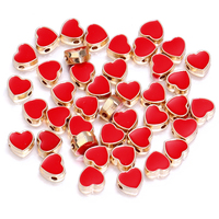 10pcs/Lot 8mm Alloy Double Sided Love Heart Enamel Beads for Jewelry Making Charms Loose Spacer Beads DIY Bracelet Necklace