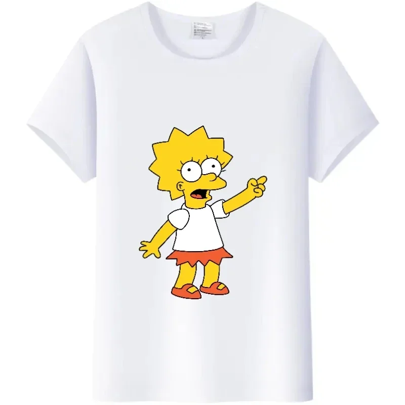 Casual The Simpsons Cartoon Printed Children T-shirt Fashion Kid Boy Girl Clothing Summer Short Sleeved Cotton Top Baby Cute Tee