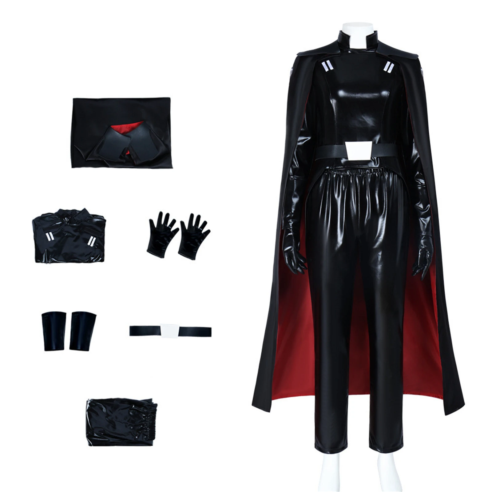 

Movie The Sith Cosplay Costume Women Black Tight Fitting Clothes Leather Jackets Cloaks Motorcycle Suits Halloween Uniforms