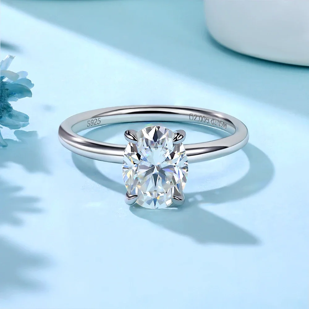 

Moissanite Moissanite Engagement Ring for Women S925 Silver 1/2/3ct Oval Cut Diamond Ring Wedding Band Gold Plated Fine Jewelry