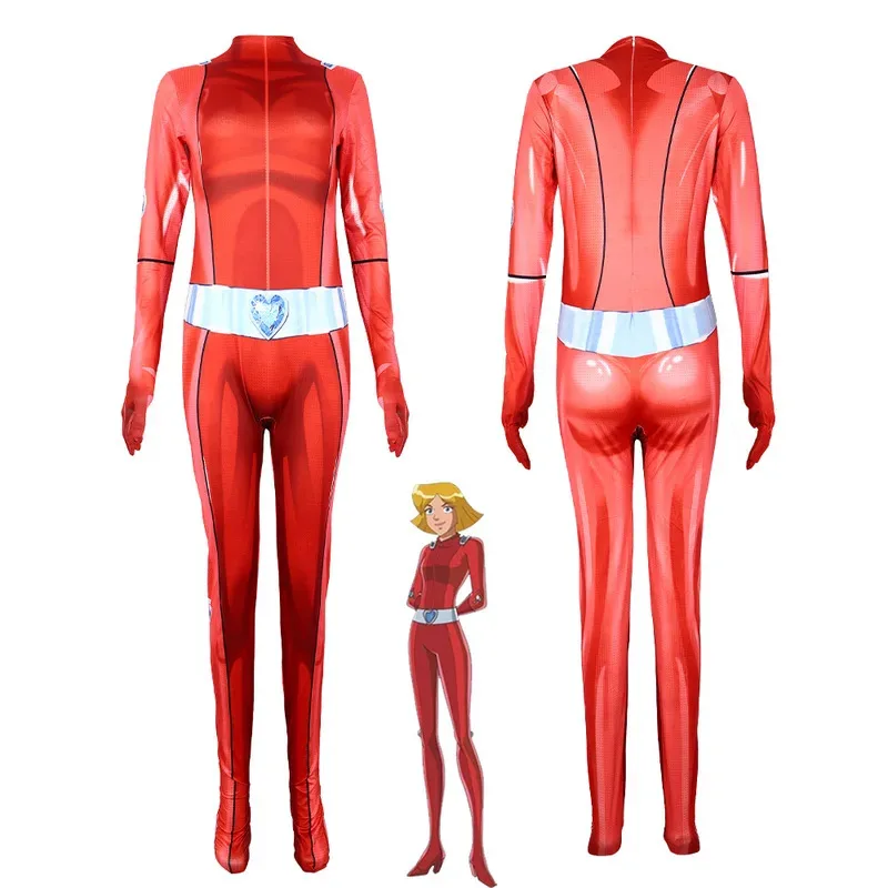 Anime Totally Spies Women's Tights Cosplay Costume Superhero Girls Bodysuit Halloween Carnival Party Dress Up Clothing5;c,8'z,6.