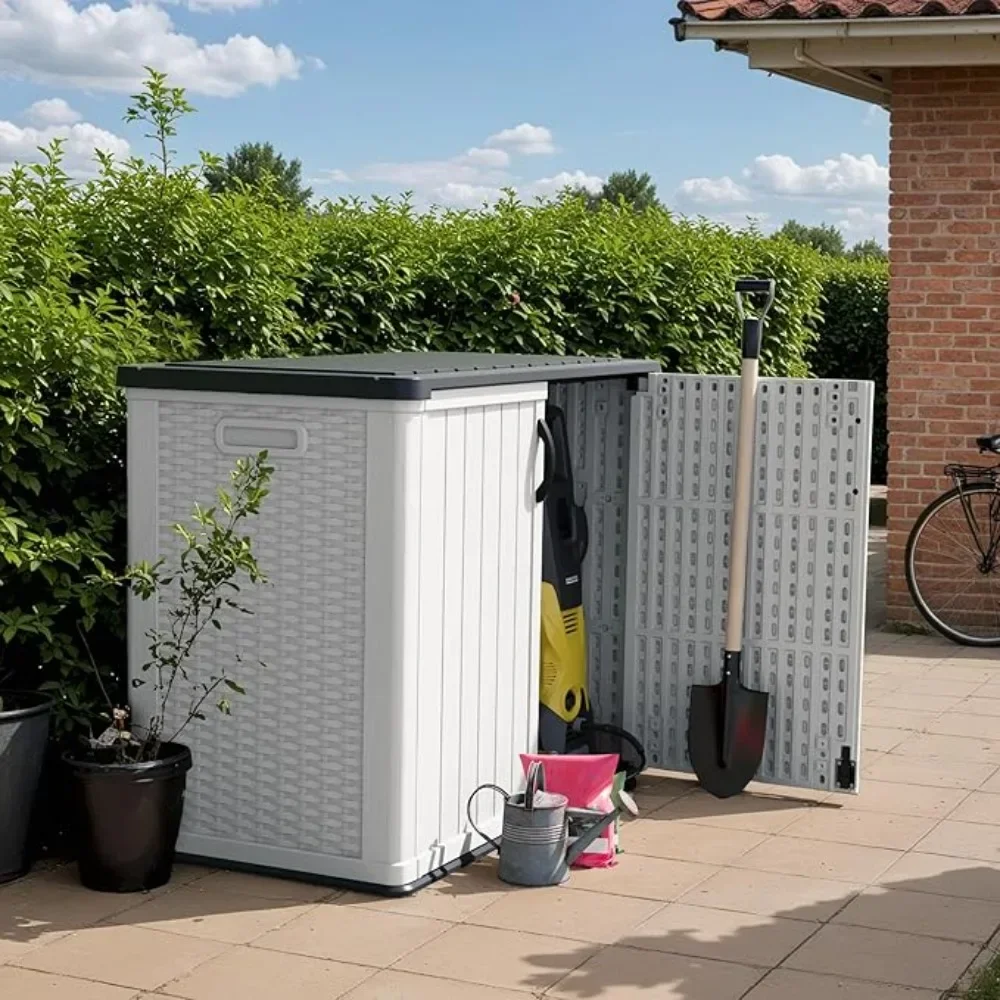 

Outdoor Locker with Padded Lock Door, Horizontal Storage Shed Waterproof Patio Tools Sofa Padded Storage Box