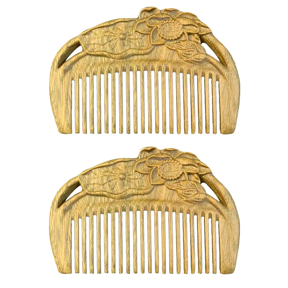 

2Pcs Combs Natural Wood H made Anti static Hairdressing Tools Massage Comfortably Relieves Pressure Promotes