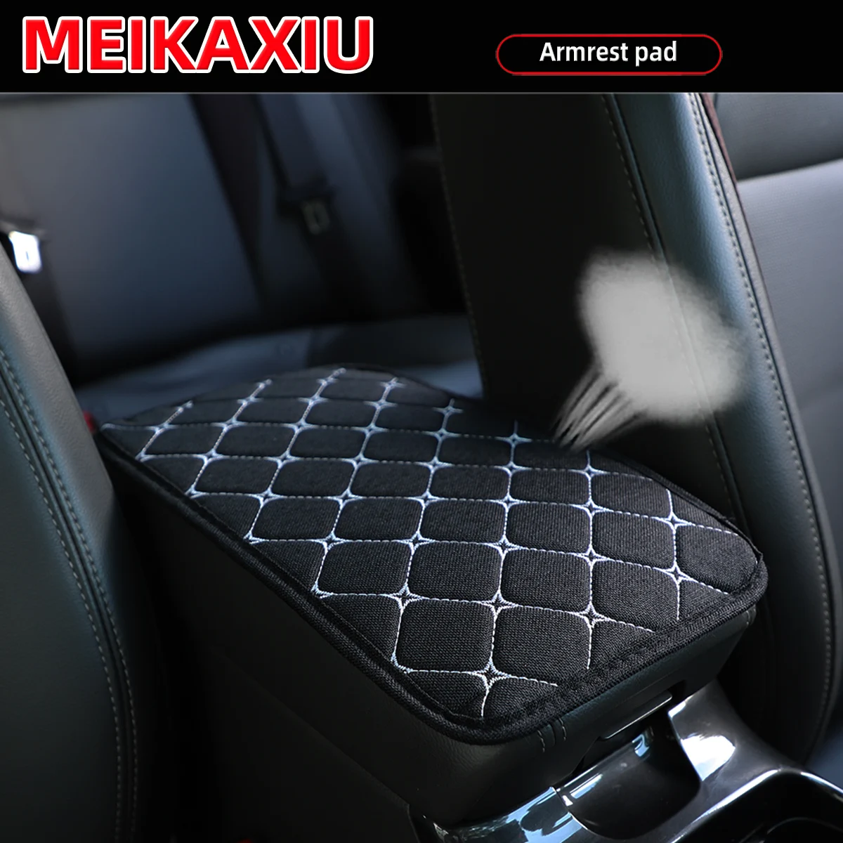 Four Seasons General Motors Armrest 12.6X7.5 Inches Summer Linen Fabric Breathable Embroidered Car Interiors for Women